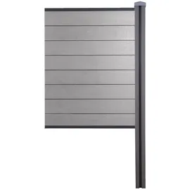 MCW WPC-Sichtschutz Savoie, Zaun Windschutz, WPC-Pfosten zum Einbetonieren ~ Erweiterungselement schmal, 98cm grau