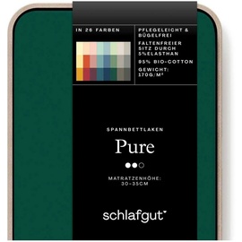 SCHLAFGUT Pure Baumwolle 90 x 190 - 100 x 220 cm green deep