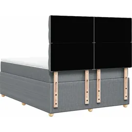 vidaXL Boxspringbett mit Matratze Hellgrau 140x200 cm Stoff