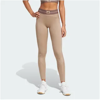 Adidas Hyperglam Rib Leggings - Chalky Brown / Earth Strata - L