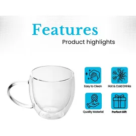Intirilife 4x Doppelwandiges Thermo Glas Set in 200 - 250ml – Mundgeblasen isoliert für Latte Macchiato, als Teeglas oder Kaffeeglas