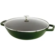 Staub Wok 30 cm, inkl. Glasdeckel, für alle Herdarten inkl. Induktion, Basilikumgrün