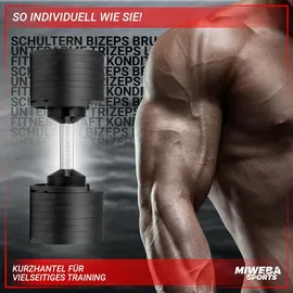 MIWEBA Sports verstellbare Kurzhantel VH200, Stahl, 2-28 kg, Hantelstange mit Profil, Halte-Gestell (28 kg)