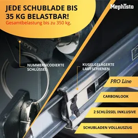 Mephisto Werkzeugwagen PRO Line Big Black' mit 9 Schubfächer inkl. Werkzeug