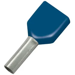 Zwillings-Aderendhülsen mit Kunststoffkragen - 16x14/30; blau