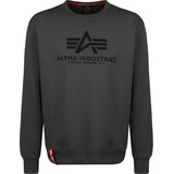 Alpha Industries Basic Pullover Sweatshirt, Blickdicht, Grau-Schwarz/Schwarz, M
