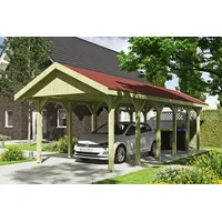SKANHOLZ Einzelcarport 'Wallgau' mit roten Schindeln 380 x 900