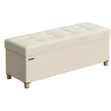 Songmics Sitzbank Truhenbank Cremeweiß 38 x 110 x 40 cm