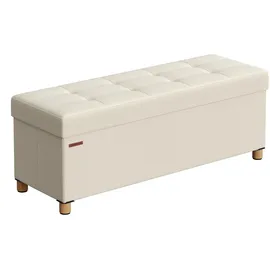 Songmics Sitzbank Truhenbank Cremeweiß 38 x 110 x 40 cm