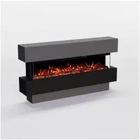 GF Core Elektrokamin Clear Elektrokamin, Standkamin mit 3D Feuer und Heizung (Thermostat), Elektrischer Standkamin mit APP Steuerung, Heizleistung (900- 1800 W) grau 42 cm