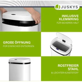 Juskys Automatik Mülleimer mit Sensor - Weiß