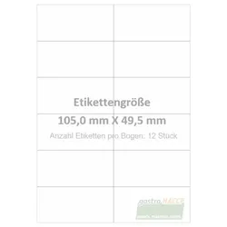 Wasser auflösbare Etiketten 105,0 x 49,5 mm(Anzahl Bögen /VPE: 50)