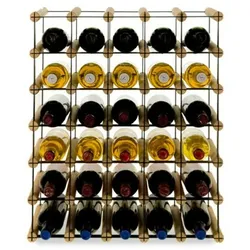 PROREGAL Modulares Weinregal VINOTECA MOD METAL | HxBxT 62,5x52,5x24,5cm | 5x6 Flaschen | Massives Kiefernholz | Natur | Flaschenregal