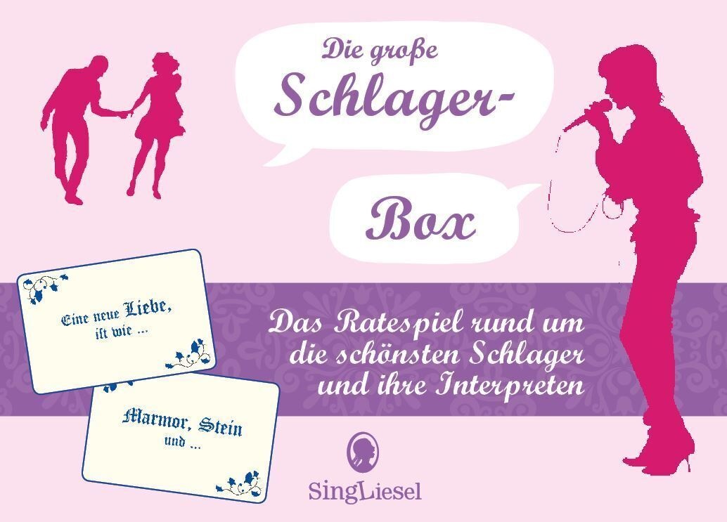 Singliesel - Die große Schlager-Box. Das Spiel für Senioren rund um die schönsten deutschen Schlager. Spiele Box mit 100 Karten.