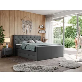 MKS boxspringbett KING VELEN 160/200 Dunkelgrau Kunstleder - H3