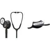 3M Littmann Classic III Stethoskop zur Überwachung, Smoke-Finish Bruststück, schwarzer Schlauch, 69 cm, 5811 & 3M Littmann Stethoskop-Namensschild, Schwarz, 40007