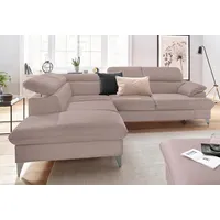 Ecksofa COTTA "Caluso L-Form" Sofas Gr. B/H/T: 256cm x 74cm x 208cm, Microfaser PRIMABELLE, Ottomane links, ohne Bettfunktion-ohne Bettkasten-mit Kopfteilverstellung, braun (mud) inklusive Kopfteilverstellung, wahlweise mit Bettfunktion