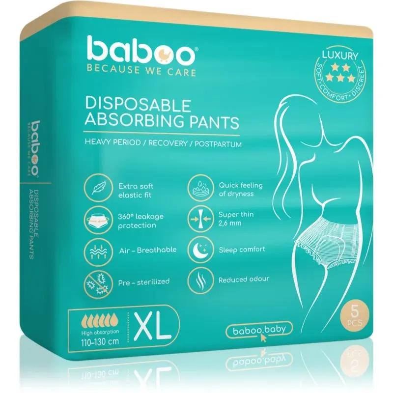 Baboo Disposable Absorbing Pants saugfähige Einweg-Slips Größe XL 5 St.