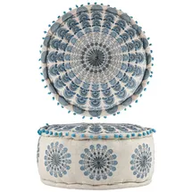 Marrakesch Orient & Mediterran Interior Pouf Garet Baumwolle 50 x 25 cm Blau
