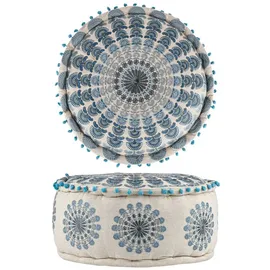 Marrakesch Orient & Mediterran Interior Pouf Garet Baumwolle 50 x 25 cm Blau