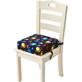 Chickwin Sitzerhöhung Stuhl Kind, Waschbar Bebe Tragbar Sitzkissen Kinder Tragbares Boostersitze Verstellbar Zerlegbar Kleinkind Sitzerhöhung Kissen für Esstisch Reise (Planet,32 * 36 * 9cm)