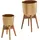 KADIMA DESIGN Alu-und-Holz Pflanzenkübel Set 31x31x51 cm Gold/Braun