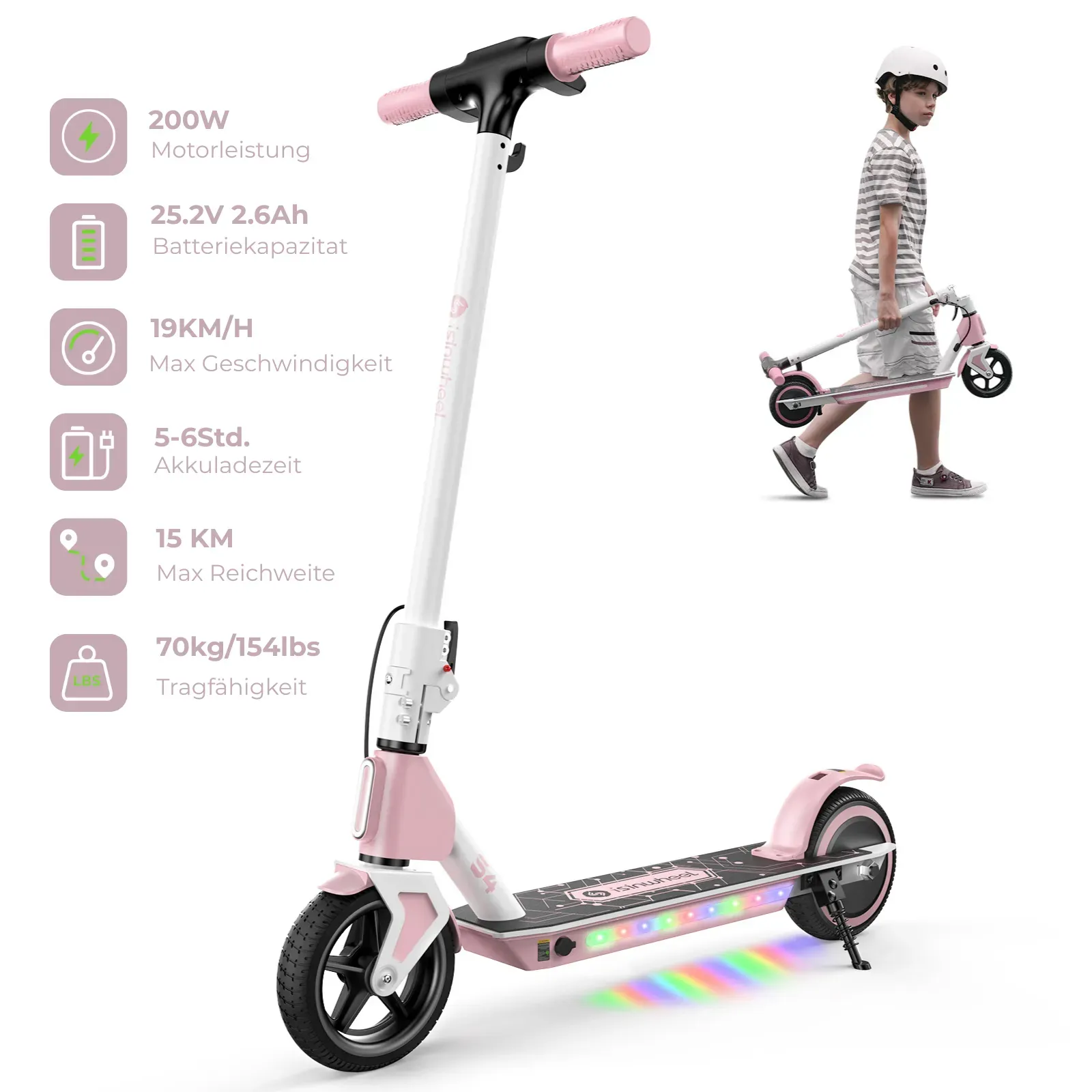 isinwheel S7/S4/MiniSpider Elektroroller für Kinder und Jugendliche (Höhenverstellbar)