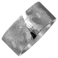 Schmuck Krone Solitärring Ring aus Titan gebürstet mit Brillant 0,05ct. Innenumfang 52mm ~ Ø16.6mm