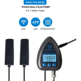paryou Wlan-wasserqualitätstester, 6-in-1-wasserqualitätsanalysator Mit Ph/ec/tds/salt/sg/temperatur, App-fernüberwachung, Geeignet Für Trinkwasser, Aquarium,