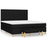 vidaXL Boxspringbett mit Matratze Schwarz 160x200 cm Stoff