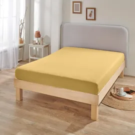 BettwarenShop Spannbettlaken Jersey-Elasthan 180 x 200 - 200 x 220 cm gelb