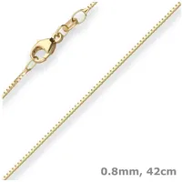 Schmuck Krone Goldkette 0,8mm Veneziakette aus 585 Gelbgold 42cm, Gold 585 goldfarben