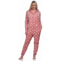 normann Kuschelig Warmer Damen Jumpsuit Schlafanzug Overall Coralfleece Tupfen Punkte Optik, Farbe:rosa, Größe:36/38 - 76725 in rosa | Gr.: 36-38