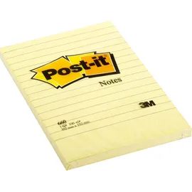 Post-it Haftnotiz Notes, liniert, 70 g/qm, 102 x 152 mm, 100 Blatt, gelb