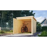 Karibu Fahrradgarage mit Einschub und Halterung für bis zu 3 Fahrräder, beige, 162,5 cm x 216,5 cm