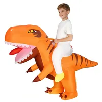 Alaoo Aufblasbare Dinosaurier Kostüm Kinder,Reiten T Rex Kostüme,Tyrannosaurus Rex Anzug Lustiges Halloween-Kleid für Karneval Party Geburtstags-Geschenk,Inklusive Aufblassystem,Orange Streifen