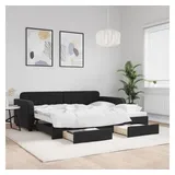 vidaXL Tagesbett Ausziehbar mit Schubladen Schwarz 90x200 cm Samt