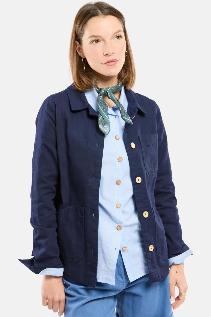 Armor Lux Übergangsjacke Damen Dunkelblau Overshirt Fischerjacke Canvas Heritage