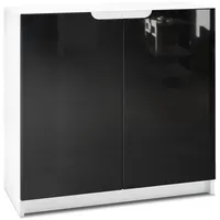 Vladon Kommode, Schwarz Hochglanz, 82x78x37 cm, Wohnzimmer, Kommoden &