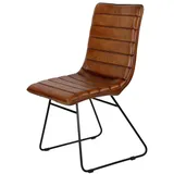 Casa Moro Esszimmerstuhl Lederstuhl Polsterstuhl Braun Echtleder Bezug (Retro Stuhl in Braun, handgefertigte Designer Esszimmerstühle), 1er, 2er, 4er & 6er Set braun