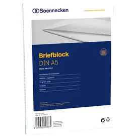SOENNECKEN Briefblock 2313 DIN A5 70g rautiert 50Blatt weiß
