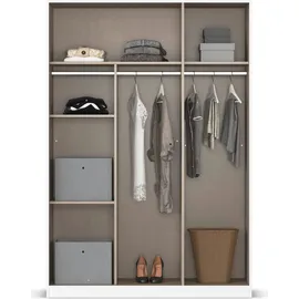 Rauch Reflect, mit Spiegelfront, inkl. praktischer Inneneinteilung und Stoffboxen-Set grau metallic, Schwarz, 136x197x54cm