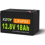 XZNY® 12V 18Ah LiFePO4 Lithiumbatterie, 5000+ Zyklen Deep Cycle 12V LiFePO4 Akku mit 20A BMS, 12V wiederaufladbare Lithium Akku für USV, Elektromobile, Solarsysteme, Fischfinder, Outdoor-Camping