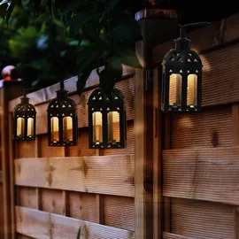 Nowa Lichterkette Solarleuchten Aussen LED Solarlampe Gartenlampe Dekoration in Laternenform, Kunststoff schwarz, 30x LED warmweiß, L 200 cm