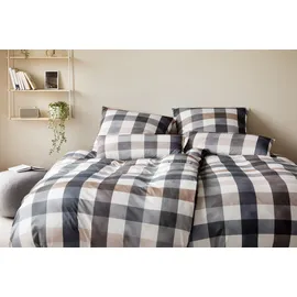 ELEGANTE Mako-Jersey Bettwäsche Kuschel Karo", - 155x220 cm + 80x80 cm multi-blau