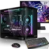 AURUMPC Aurum Komplett Set Gaming PC Ryzen 5 7500X3D • 27" Monitor • GeForce RTX5060Ti 16GB • 32GB DDR5 • 1TB M.2 SSD • Windows 11 • Tastatur • Maus pc Gaming komplettpaket