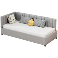 Rutaqian Schlafsofa Polsterbett Sofabett 90 x 200 cm ( Matratze nicht Enthalten) , Multifunktionsbett mit Lattenrost Hautfreundlicher Samtstoff grau