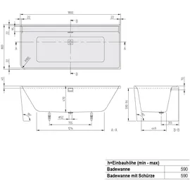 Villeroy & Boch Collaro Eckbadewanne 80 x 180 cm (UBA180COR9CR00VN01)