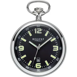 Taschenuhr REGENT "P742-19554246", silber (silberfarben), Taschenuhren, Damen, Herrenuhr, Datum, Leuchtindizes (Zifferblatt), Geschenkidee