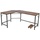 Vendomnia Schreibtisch L Form - industrial Design, aus Metall, 138x138 cm, mit mobiler Ablage, Schwarz Braun - Eckscreibtisch, Com - Schwarz
